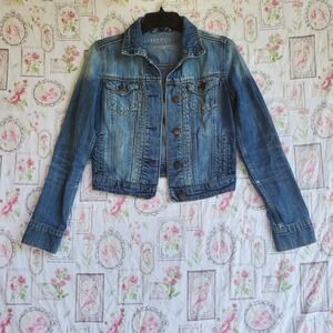 Aeropostale Women's Blue Denim Jean Jacket Medium‎ Wash Button Front Small